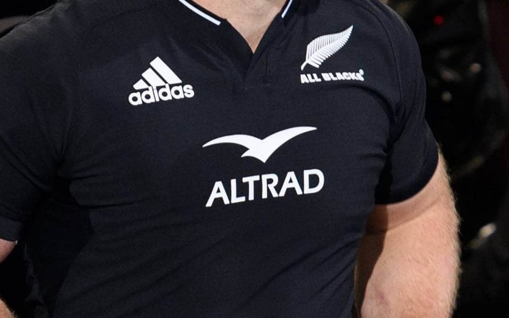 The All Blacks shirts are sponsored by French company Altrad, whose owner is defending corruption charges in a French court.
