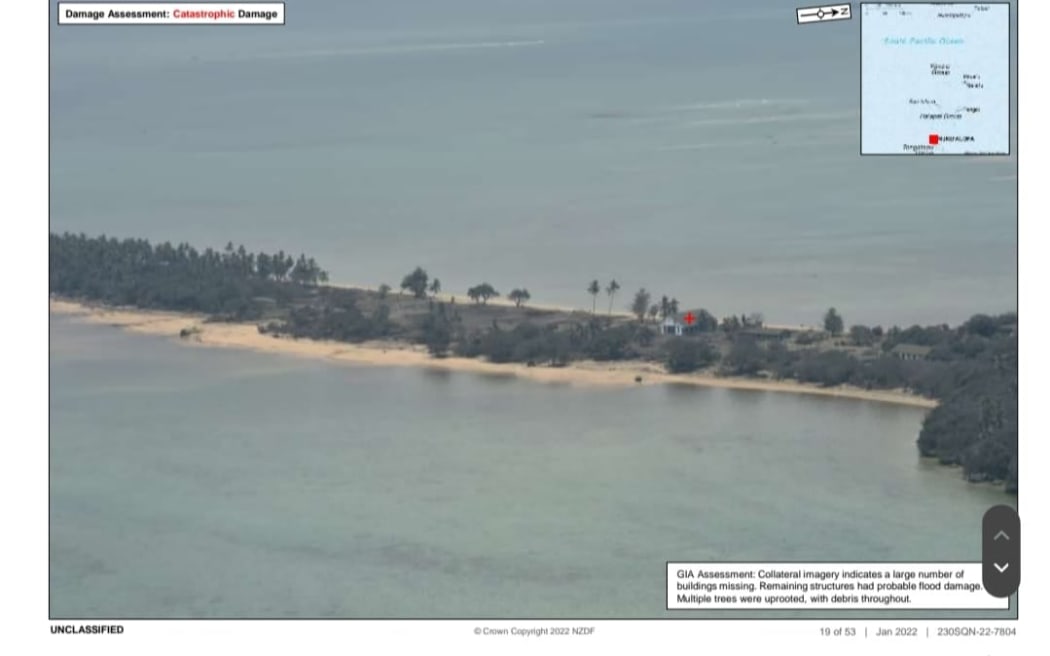 An aerial view of Atatā island taken by NZ Defence Force after the eruption and tsunami.