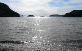 Sailing yacht at rest, Great Barrier Island, New Zealand.