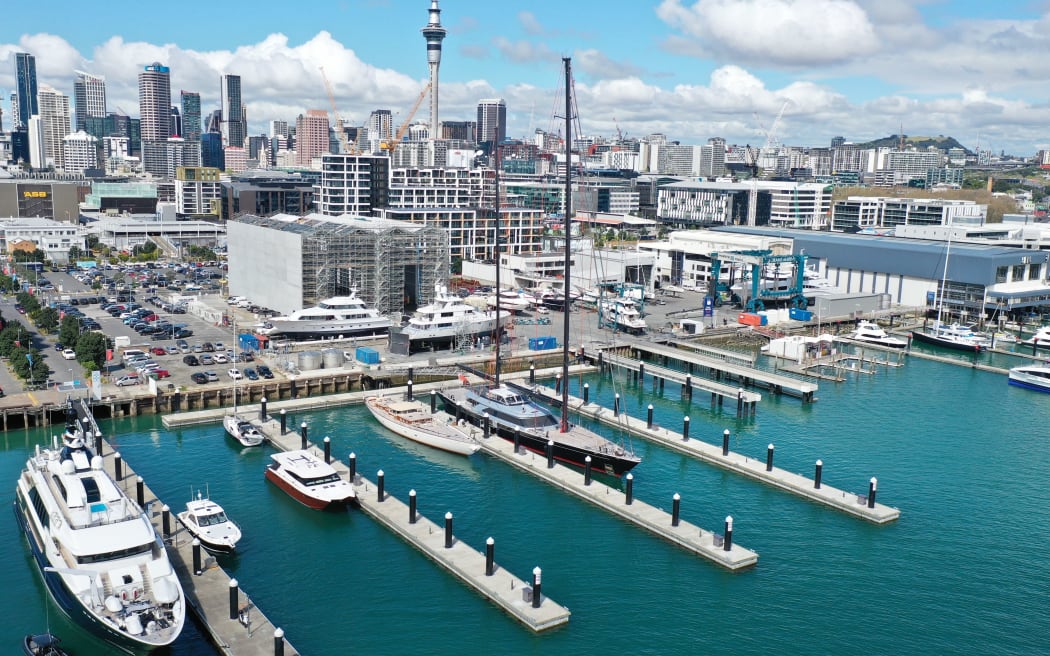 superyacht berthed in Auckland