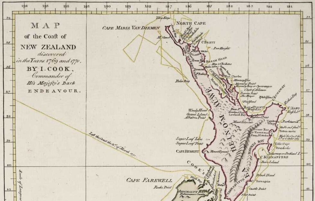 Detail of James Cook's map of New Zealand