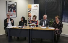 From left to right, Dr Ian Gwynne-Robson, Dr Salina Lupati, Jacqui Bowden-Tucker, Prof Rod MacLeod, Mary Schumacher