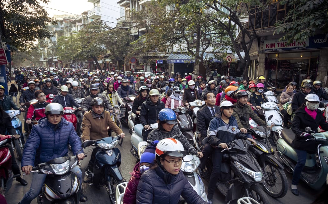 Busy traffic in the old quarter, Hanoi.