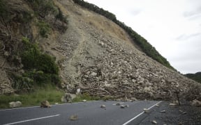 Landslide north of Kaikoura