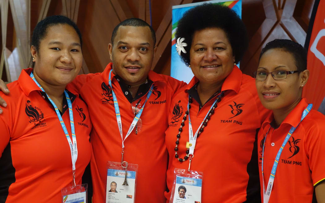Chef de Mission Emma Wawai, (2nd from right), and members of Team PNG