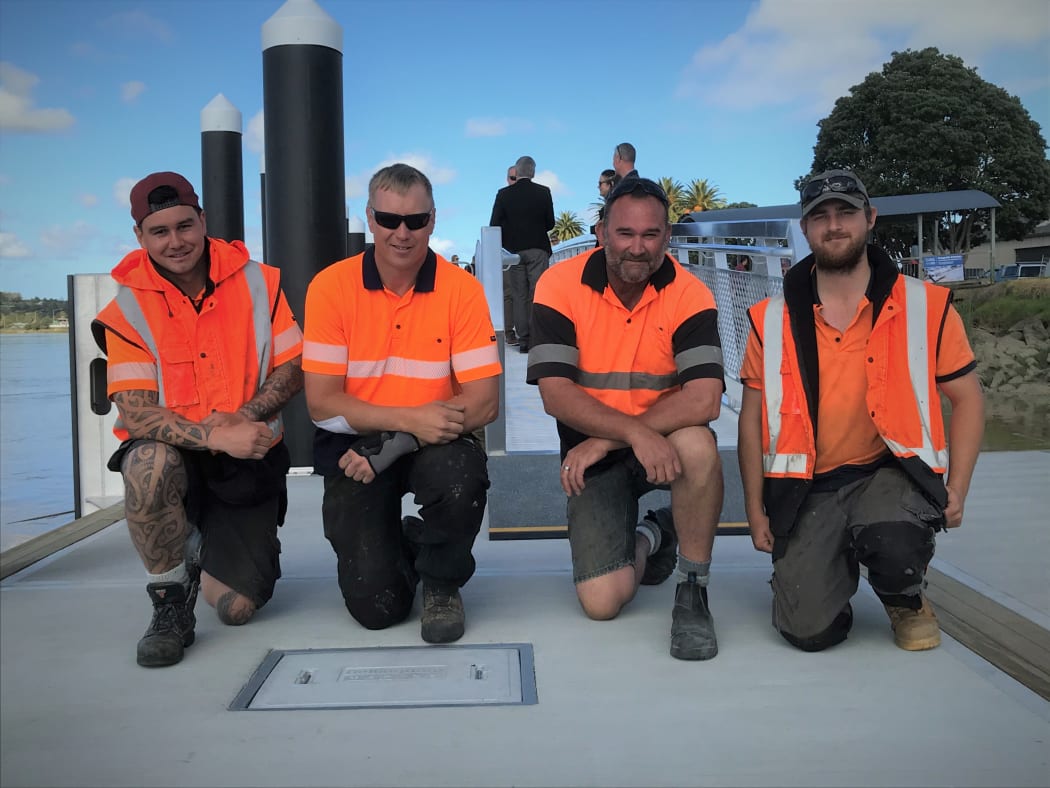 Part of the Dargaville pontoon construction crew (from left) James Sullivan, Gavin McPherson, Andrew Pilkington and Tim Maskell - all from Auckland.