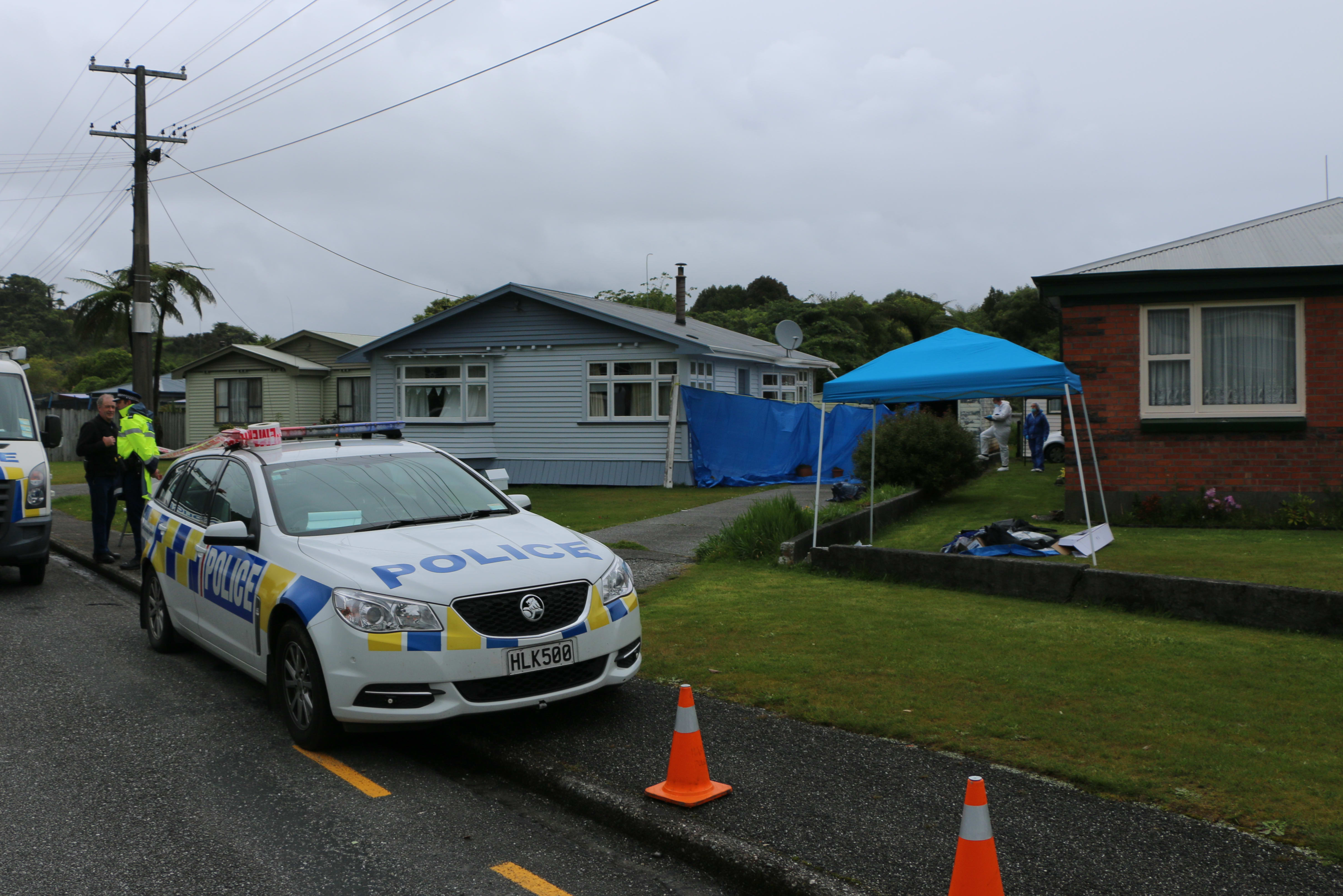 Police at the scene in Greymouth.