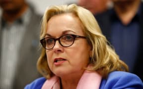 Judith Collins makes a statement to media following her resignation on 30 August.