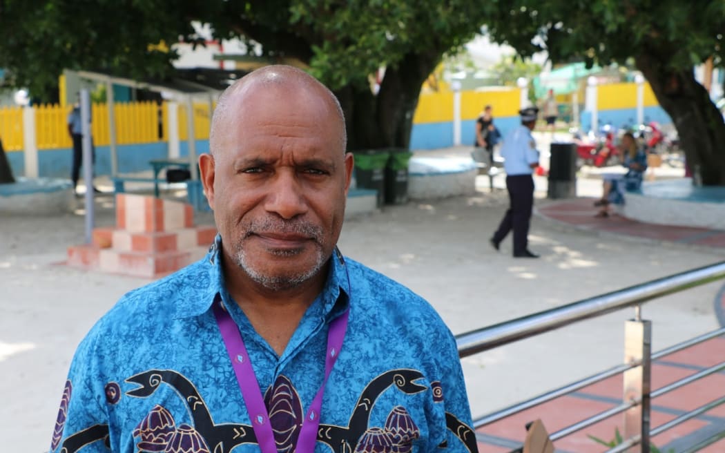 The West Papuan independence campaigner Benny Wenda at the Pacific Islands Forum summit in Tuvalu, 2019.
