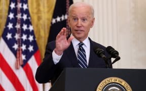 President Joe Biden talks to reporters during the first news conference of his presidency in the East Room of the White House on 25 March 2021 in Washington, DC.