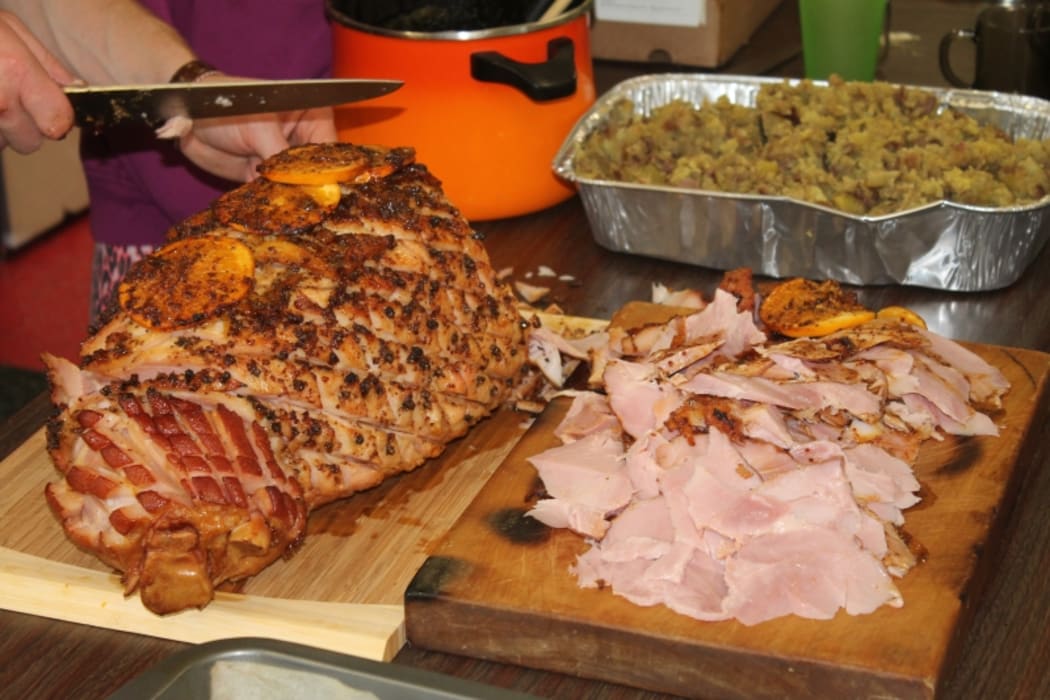 A photo of a baked Christmas ham prepared by food writer Sam Mannering.