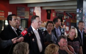 John Key talks to Kaikoura business owners in his second visit to the town since the big quake.