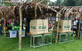 Polling station in Bulolo District, Papua New Guinea national election 2017.