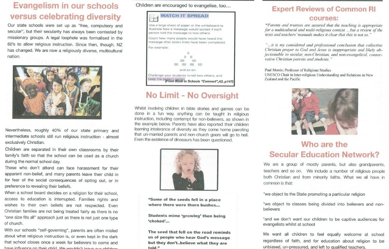 Second page of the Secular Education Network leaflet.