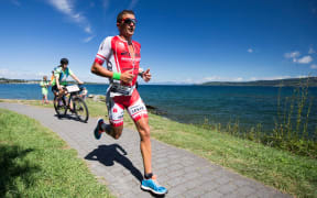 New Zealand triathlete Terenzo Bozzone during the 2016 Ironman New Zealand