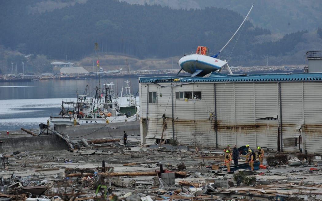 Devastation in the city of Ofunato, Japan, on March 15, 2011, four days after the earthquake