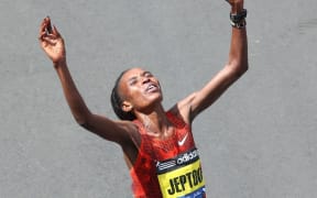 Rita Jeptoo of Kenya places first in the 2014 Boston Marathon.