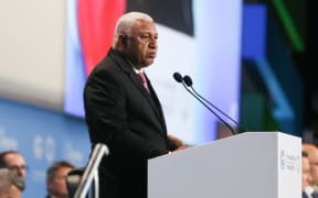 Frank Bainimarama, the prime minister of Fiji during the opening ceremony of COP 24, the 24th Conference of the Parties to the United Nations Framework Convention on Climate Change.