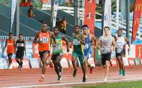 Simbai Kaspar led home a 1-2-3 finish for PNG in the men's 3000m steeplechase.
