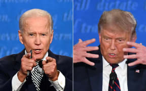 Democratic Presidential candidate and former US Vice President Joe Biden (L) and US President Donald Trump speaking during the first presidential debate at the Case Western Reserve University and Cleveland Clinic in Cleveland, Ohio
