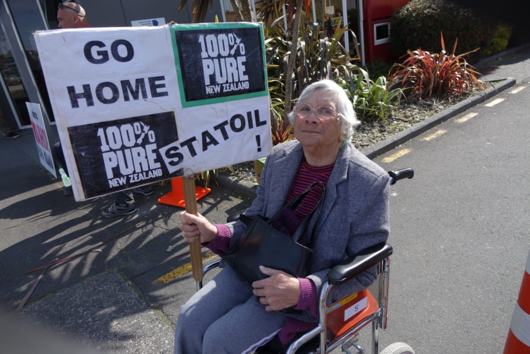 One of the protesters: 86-year-old patuharakeke Kuia Pauline Smith