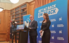 National Party leader Christopher Luxon and deputy leader Nicola Willis respond to the PREFU on 12 September, 2023.