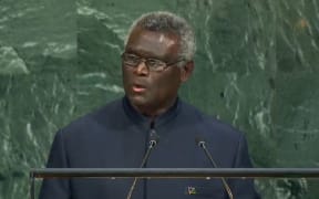 Solomon Islands Manasseh Sogavare at the UN General Assembly, 2017.