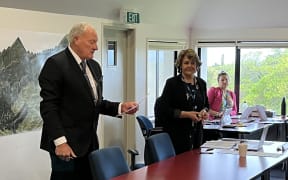 Cr Allan Birchfield is sworn in following the October local elections, witnessed by chief executive Heather Mabin who immediately after indicated her intention to leave.
