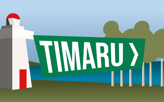 'Timaru' in the style of old NZ road signs
