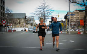 Christchurch Marathon Event Manager Sheree Stevens and Reporter Conan Young through the course.