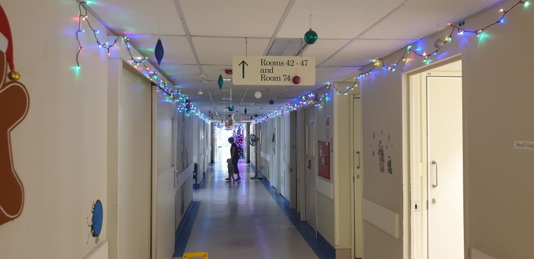An illuminated corridor in the Hawke's Bay Hospital.