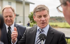 Bill English at a social housing announcement in Northcote