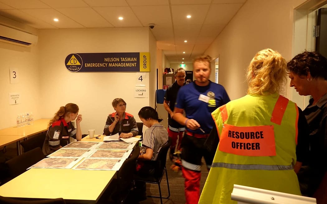 Crew change this morning at Nelson Tasman Civil Defence Emergency Management Centre in Richmond.