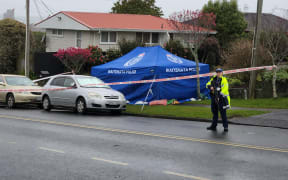 Police at the scene in Hillcrest on Auckland's North Shore on 17 August 2022.