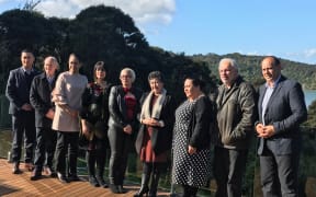 Some of Te Pae Herenga o Tāmaki's CEO's and leaders from the collective, including Awerangi Tamihere (fourth from left) and Lyvia Marsden (fourth from right).