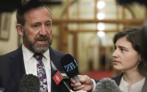 Andrew Little and Chloe Swarbrick after the announcement about the cannabis referendum.