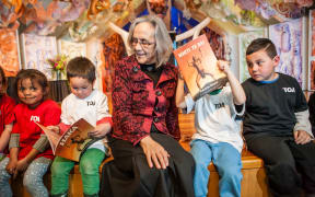 Patricia Grace with fans at the launch of her book "Whiti Te Ra!" at Te Papa.  The book won the Maori language category of the NZ Children's Books Awards.