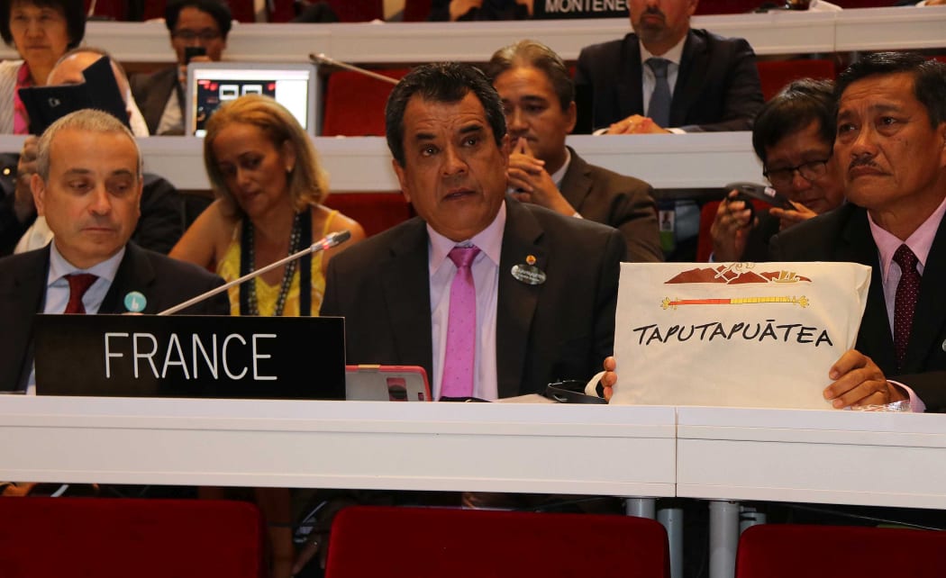French delegation at Unesco meeting in Poland where Taputapuatea marae on Raiatea has been made a World Heritage site