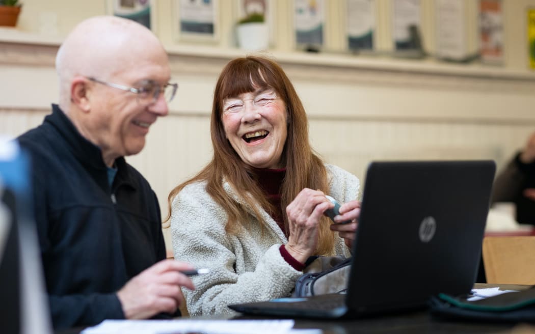 Older people enjoying some screen time