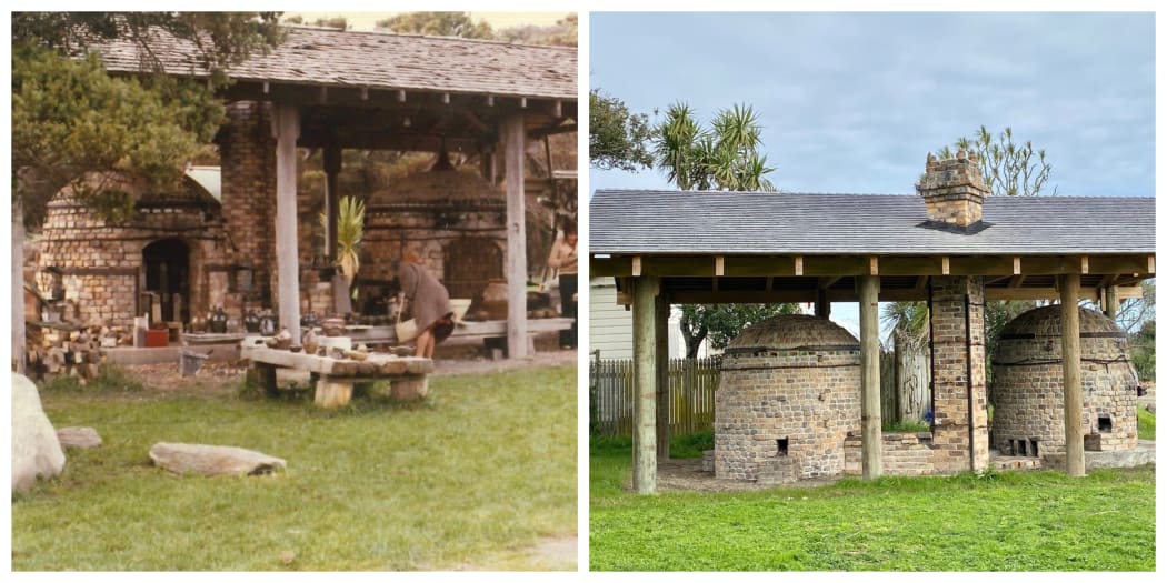 Te Horo kiln before (L) and after (R) restoration