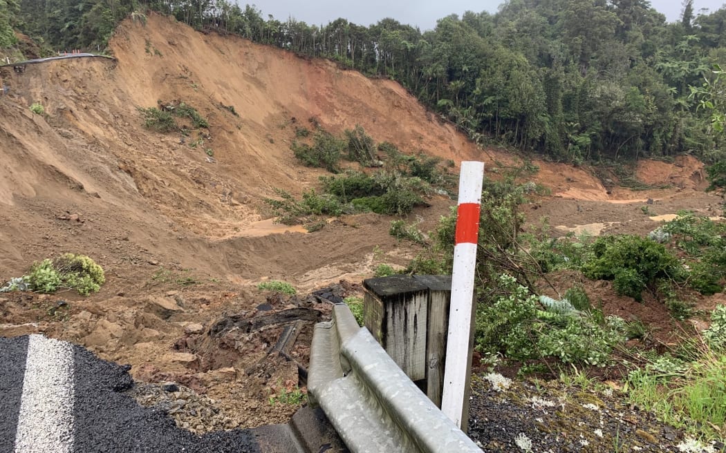 The massive landslide that sliced through State Highway 25A, sweeping away part of the route from Kopu to Hikuai.