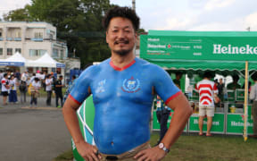 Bak-san sporting his painted shirt.