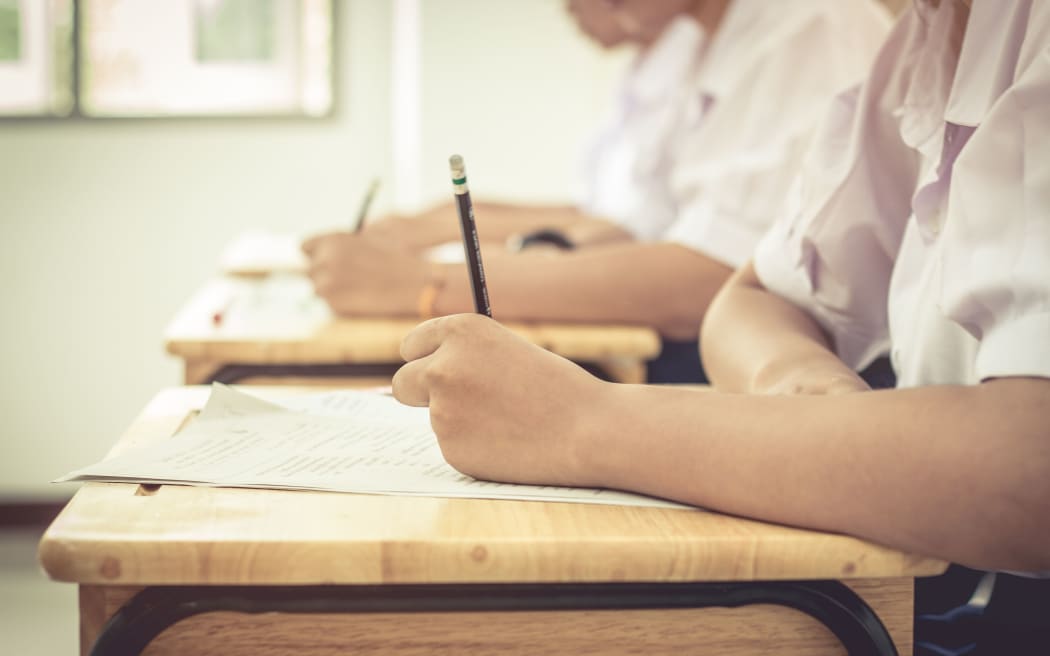 students writing