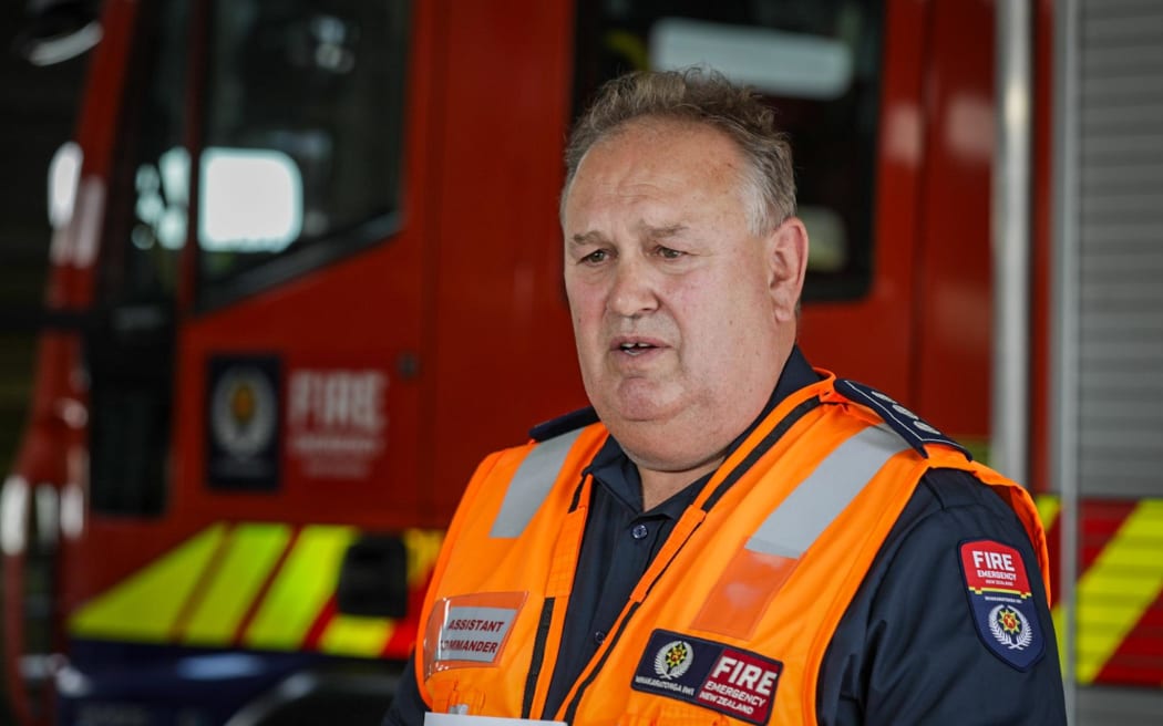 Mid-South Canterbury Fire and Emergency assistant commander Stephen Butler speaks to reporters as heavy rain causes flooding in the South Island on 21 September, 2023.