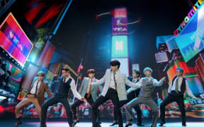 South Korean boy band BTS performing from South Korea during the 2020 MTV Video Music Awards broadcast on August 30, 2020 in New York.