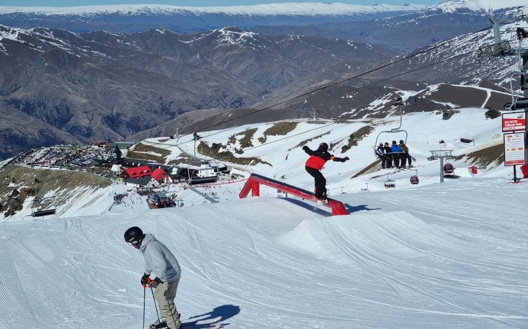 Skiiers and snowboarders enjoying the slopes at Cardrona Alpine Resort ahead of the Winter Games.