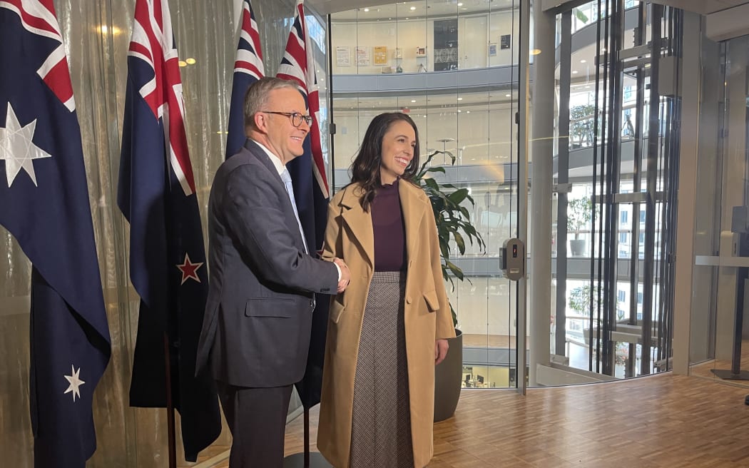 Prime Minister Jacinda Ardern with her Australian equivalent Anthony Albanese