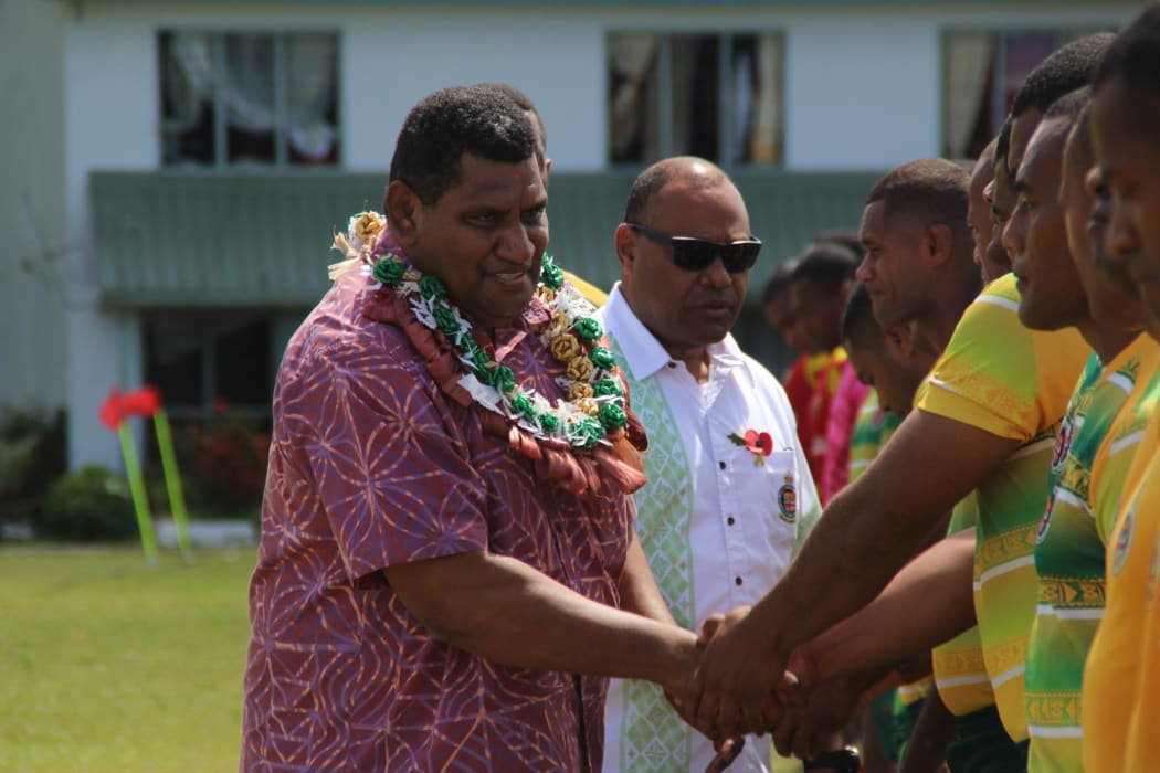 Fiji Rugby CEO John O'Connor greets players.