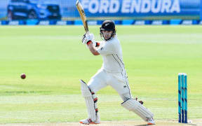 Tom Latham in action for the Black Caps during the second Test match against Sri Lanka in Christchurch.