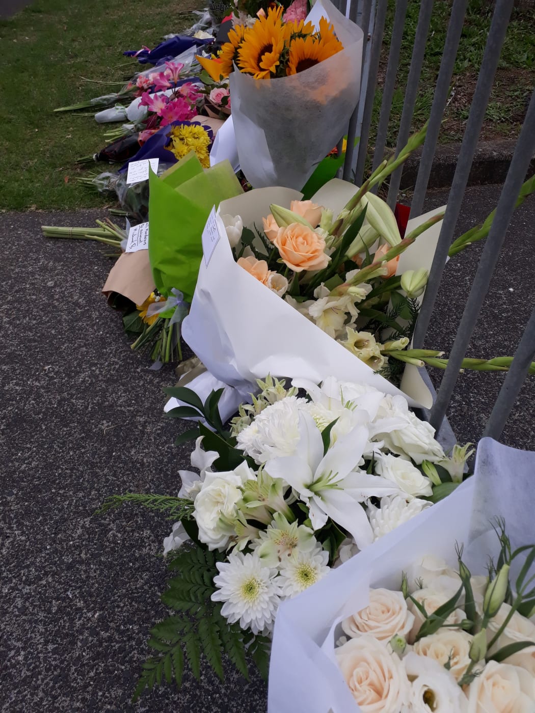 Flowers outside the Masjid e Umar the day after the Christchurch mosque shootings